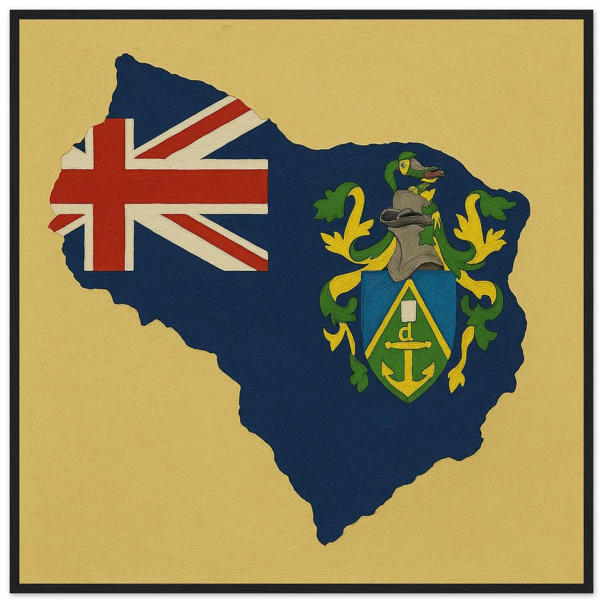 Cadre drapeau îles pitcairn bois finition décorative