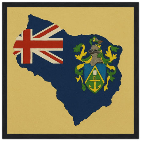 Cadre drapeau îles pitcairn encadré en bois - pixelforma
