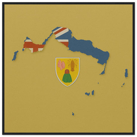 Cadre drapeau îles turques-et-caïques encadré en bois - pixelforma