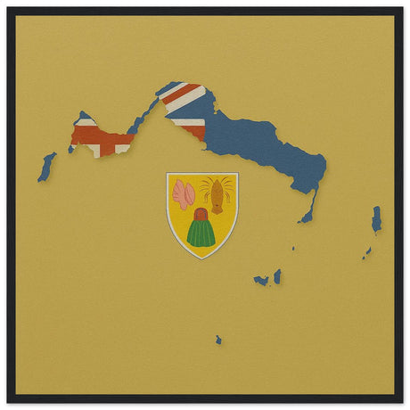 Cadre drapeau îles turques-et-caïques encadré en bois - pixelforma
