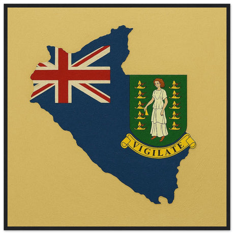 Cadre drapeau îles vierges britanniques encadré en bois - pixelforma