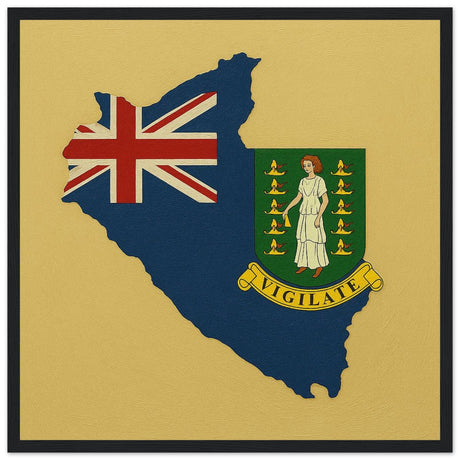 Cadre drapeau îles vierges britanniques encadré en bois - pixelforma
