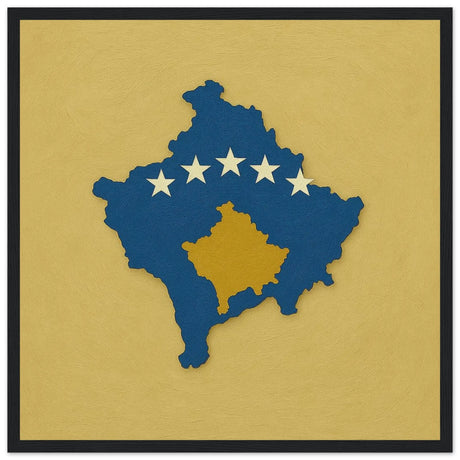Cadre drapeau kosovo en bois affiche encadrée décorative