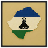 Cadre drapeau lesotho bois affiche encadrée décorative
