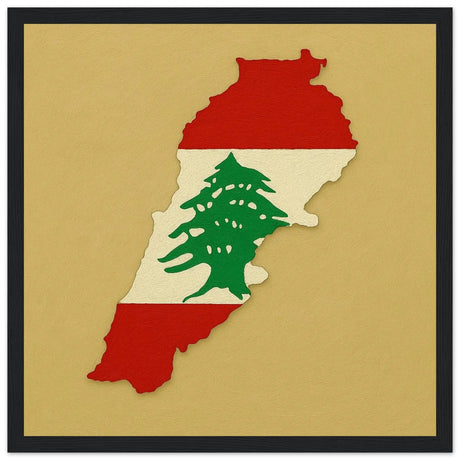 Cadre drapeau liban affiche encadrée bois finition élégante