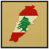 Cadre drapeau liban encadré en bois - pixelforma