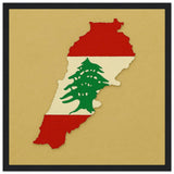 Cadre drapeau liban encadré en bois - pixelforma