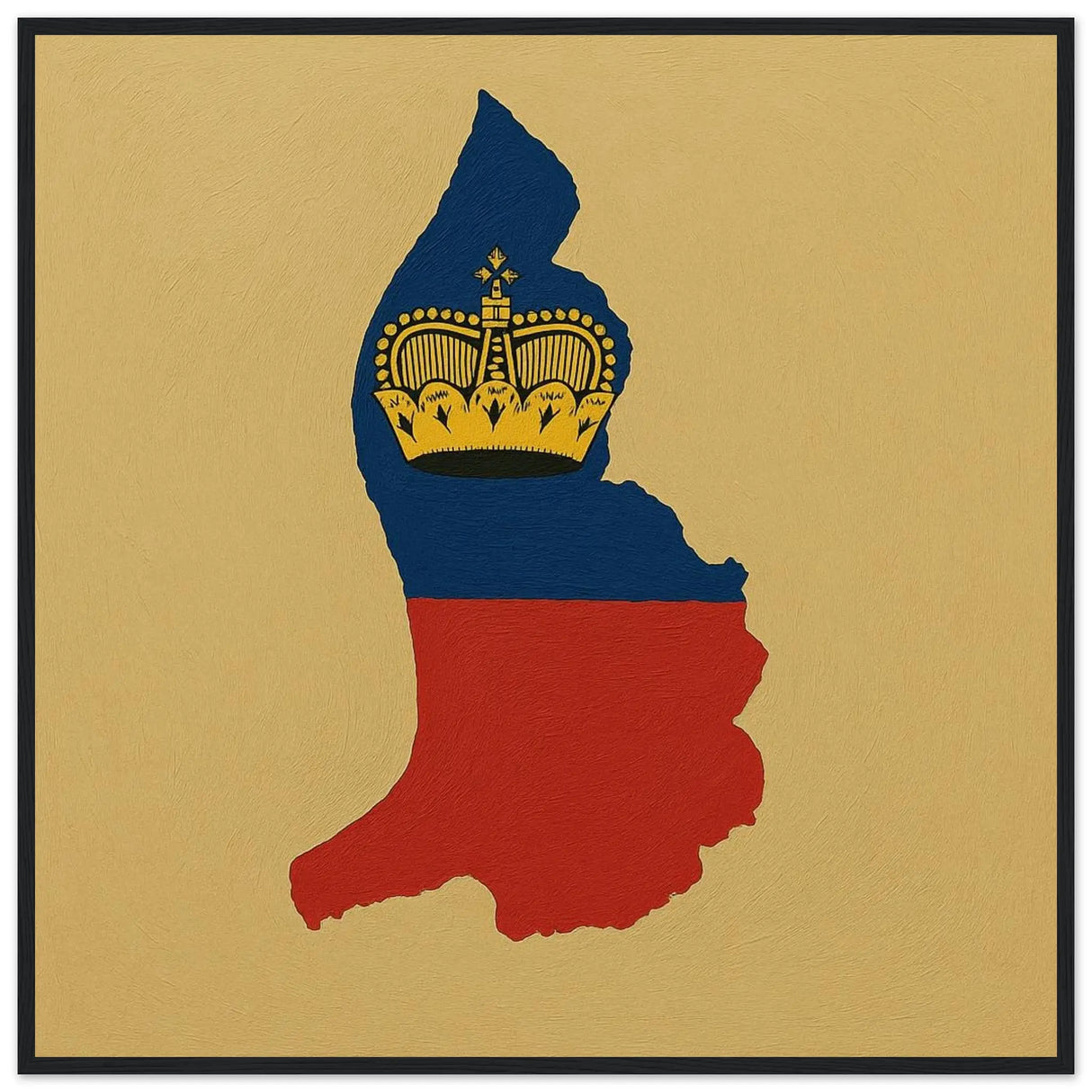 Cadre drapeau liechtenstein bois affiche encadrée déco