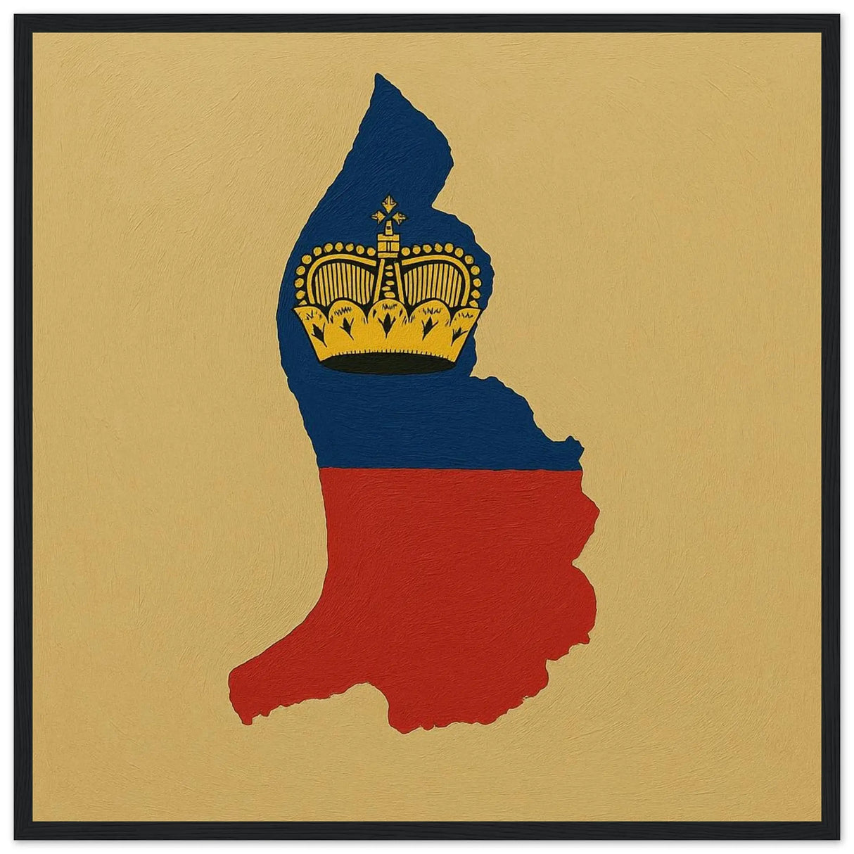 Cadre drapeau liechtenstein bois affiche encadrée déco