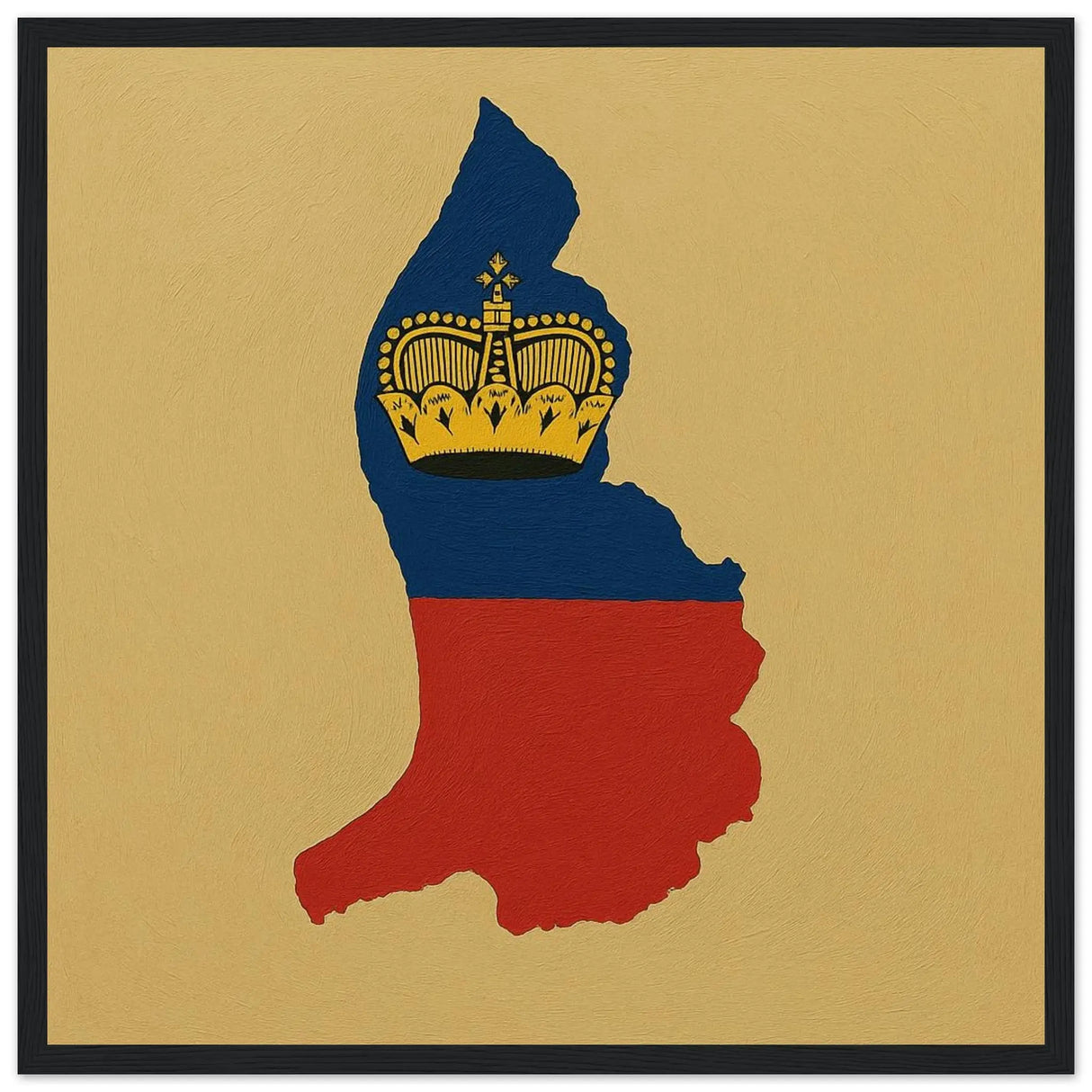 Cadre drapeau liechtenstein bois affiche encadrée déco