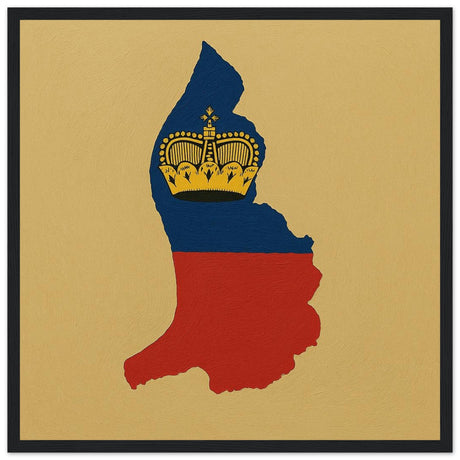 Cadre drapeau liechtenstein encadré en bois - pixelforma