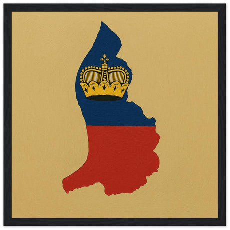 Cadre drapeau liechtenstein encadré en bois - pixelforma