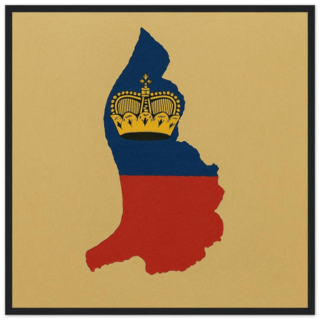 Cadre drapeau liechtenstein encadré en bois - pixelforma