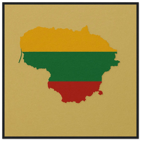 Cadre drapeau lituanie bois finition décorative élégante