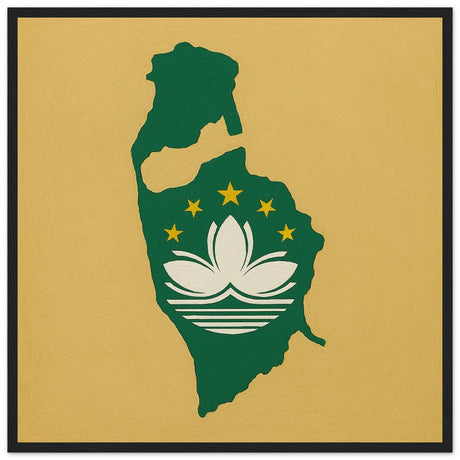 Cadre drapeau macao encadré en bois - pixelforma