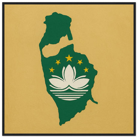 Cadre drapeau macao encadré en bois - pixelforma