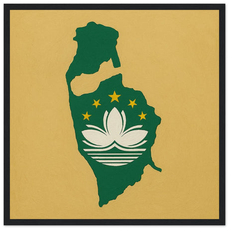 Cadre drapeau macao encadré en bois - pixelforma