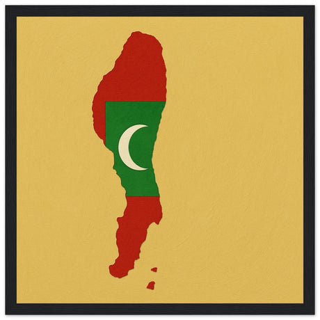 Cadre drapeau maldives encadré en bois - pixelforma
