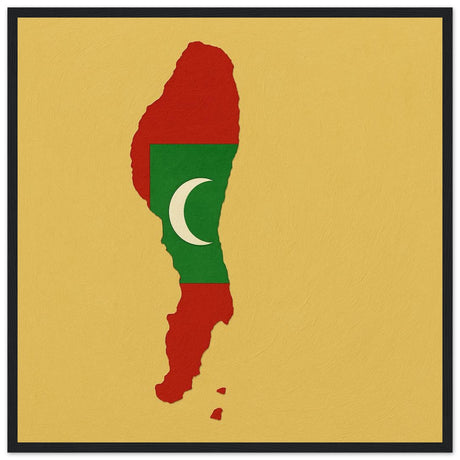 Cadre drapeau maldives encadré en bois - pixelforma