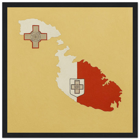 Cadre drapeau malte encadré en bois - pixelforma