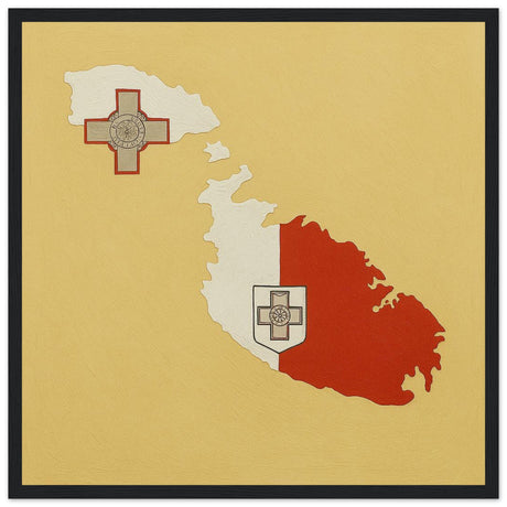 Cadre drapeau malte encadré en bois - pixelforma