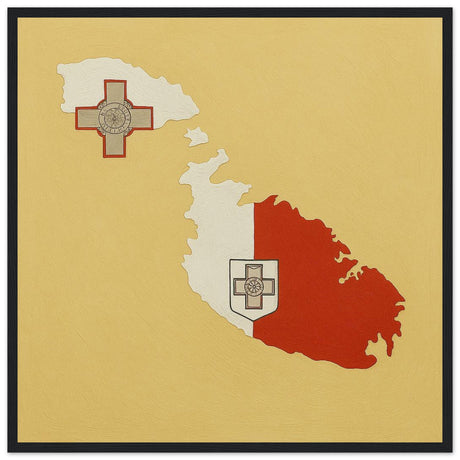 Cadre drapeau malte encadré en bois - pixelforma