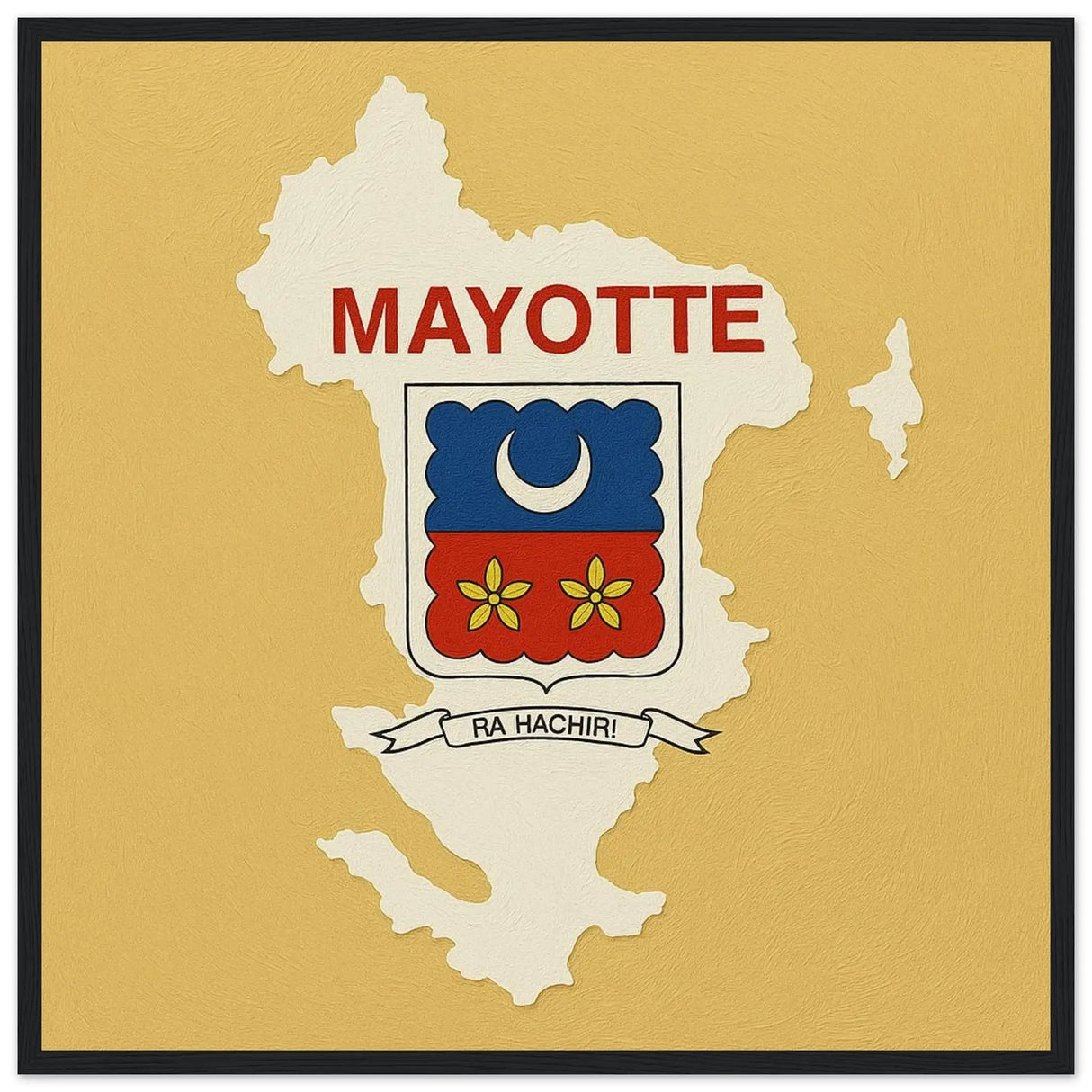 Cadre drapeau mayotte en bois finition élégante décorative