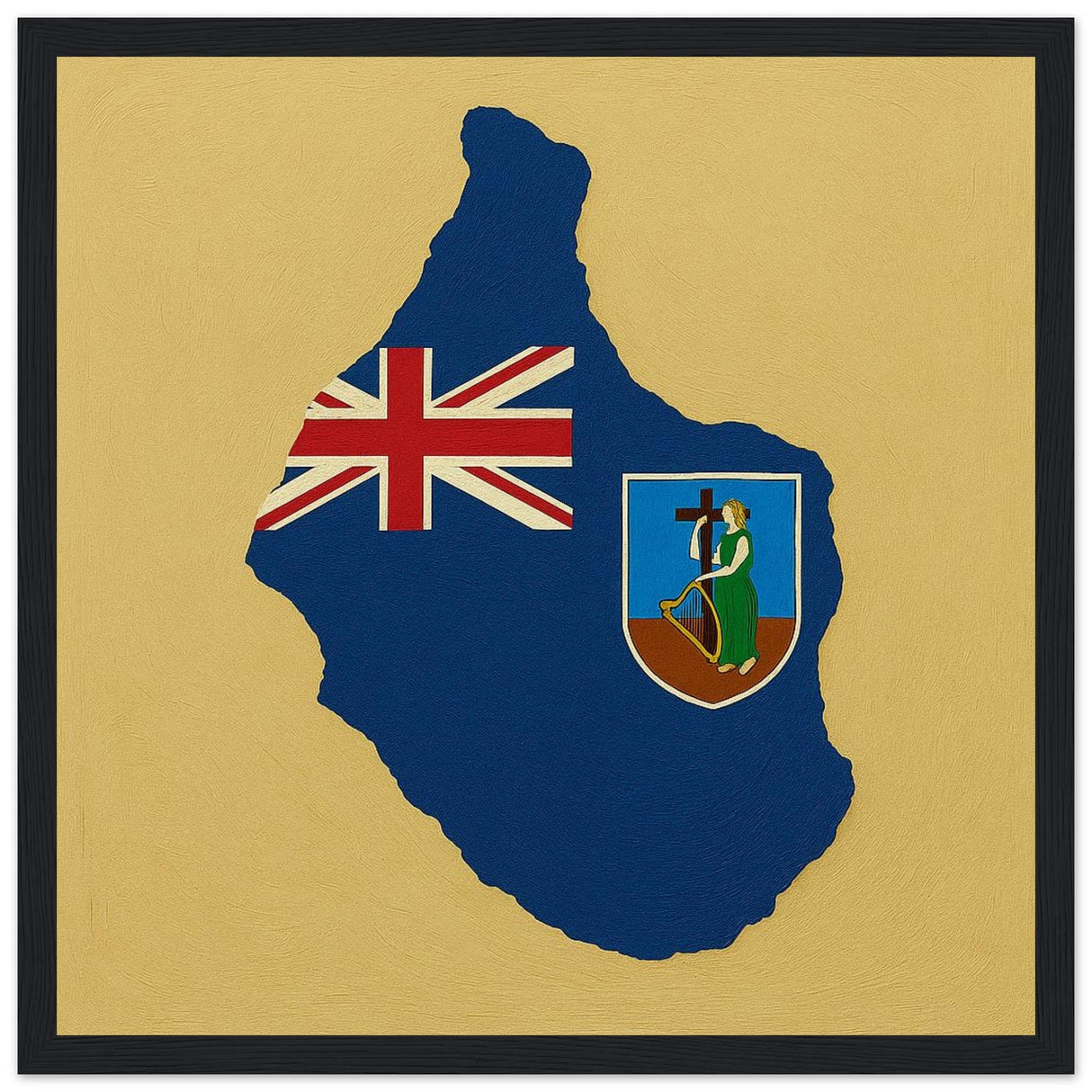 Cadre drapeau montserrat encadré en bois - pixelforma