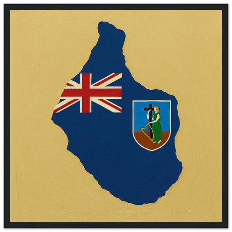 Cadre drapeau montserrat encadré en bois - pixelforma