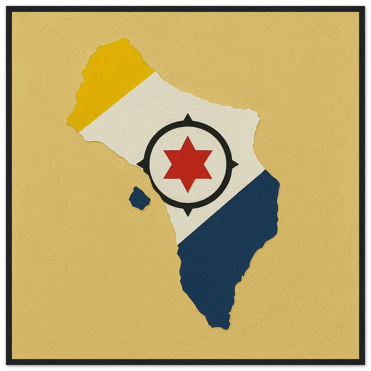 Cadre drapeau pays-bas caribéens bois finition élégante