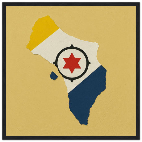 Cadre drapeau pays-bas caribéens encadré en bois - pixelforma