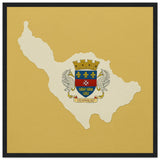 Cadre drapeau saint-barthélemy bois finition décorative
