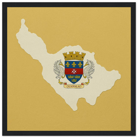 Cadre drapeau saint-barthélemy encadré en bois - pixelforma
