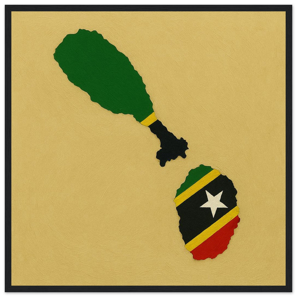 Cadre drapeau saint-christophe-et-niévès encadré en bois - pixelforma