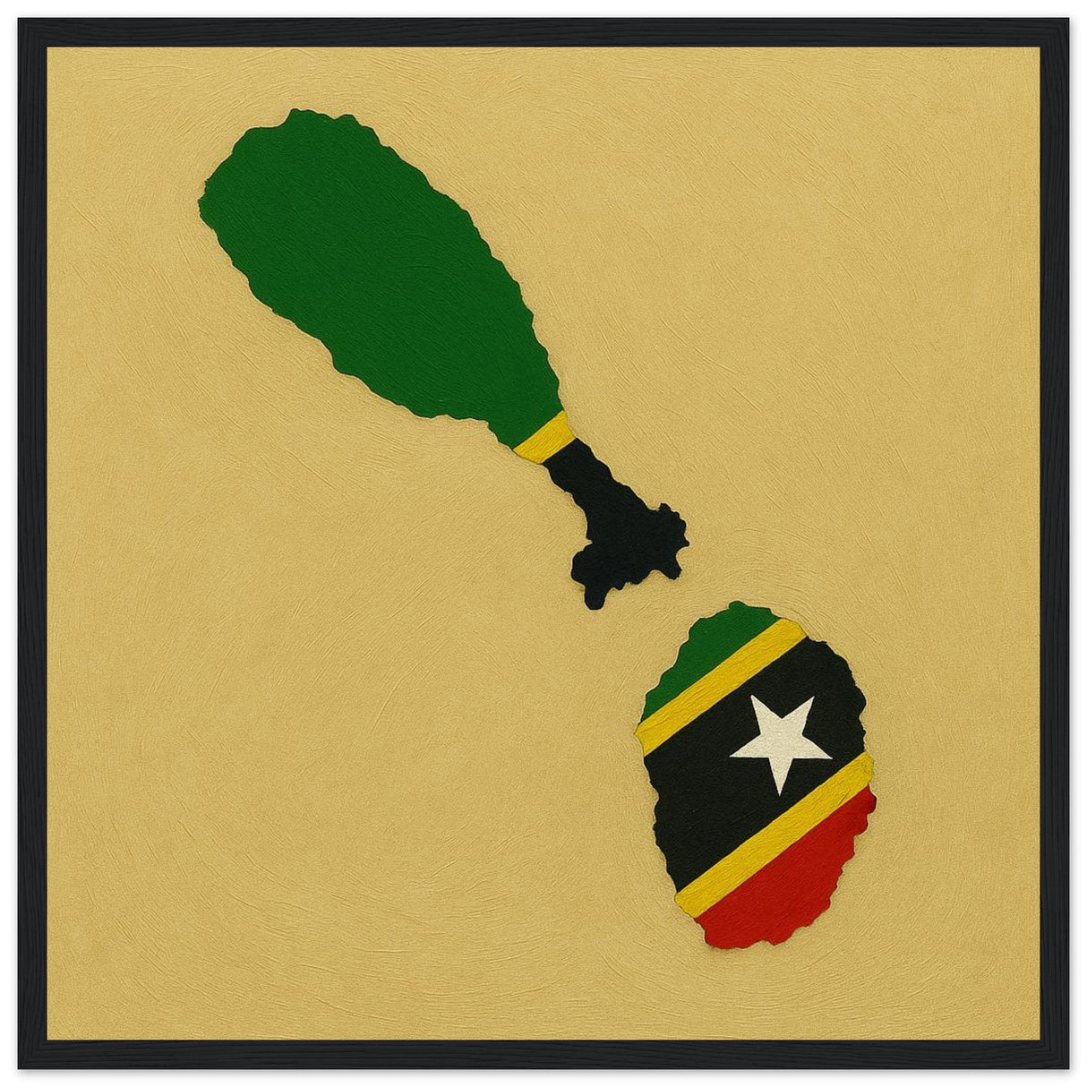 Cadre drapeau saint-christophe-et-niévès encadré en bois - pixelforma