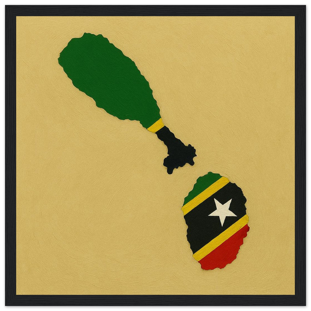 Cadre drapeau saint-christophe-et-niévès encadré en bois - pixelforma