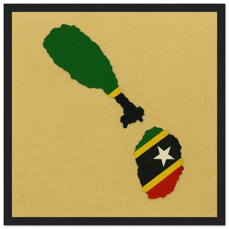 Cadre drapeau saint-christophe-et-niévès encadré en bois - pixelforma