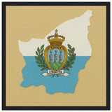 Cadre drapeau saint-marin encadré en bois - pixelforma