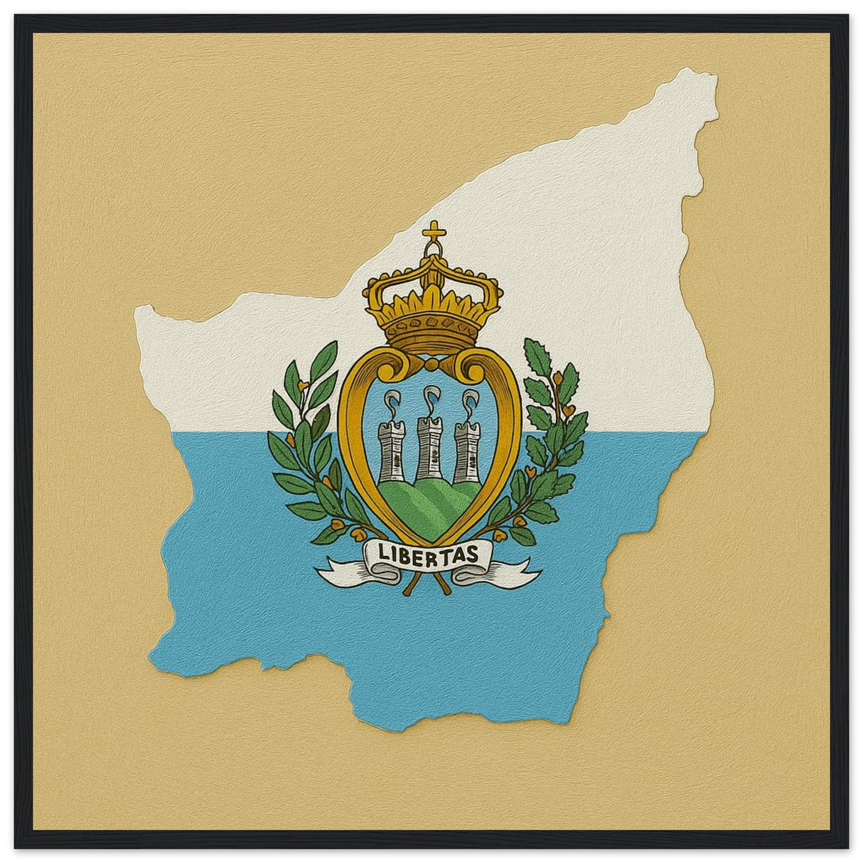 Cadre drapeau saint-marin encadré en bois - pixelforma
