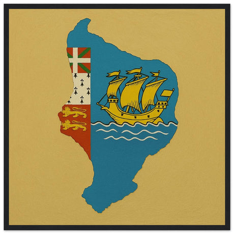 Cadre drapeau saint-pierre-et-miquelon encadré en bois - pixelforma