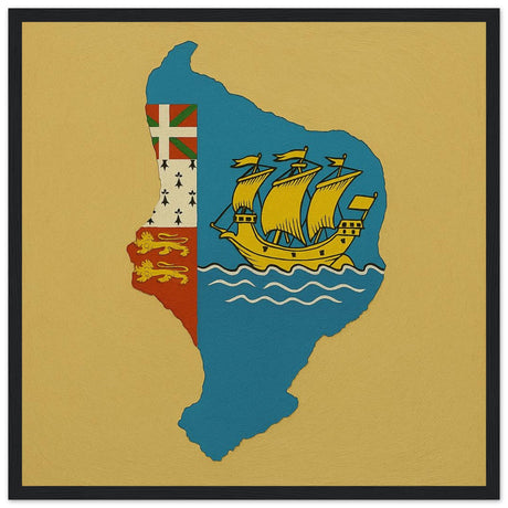 Cadre drapeau saint-pierre-et-miquelon encadré en bois - pixelforma