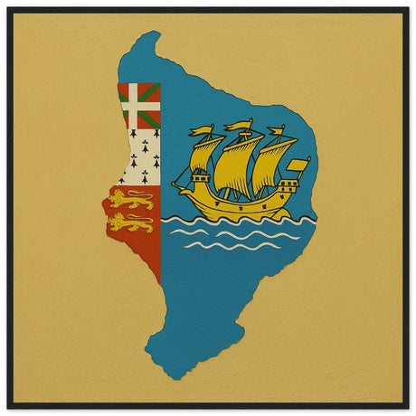 Cadre drapeau saint-pierre-et-miquelon encadré en bois - pixelforma