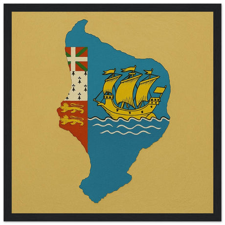 Cadre drapeau saint-pierre-et-miquelon encadré en bois - pixelforma