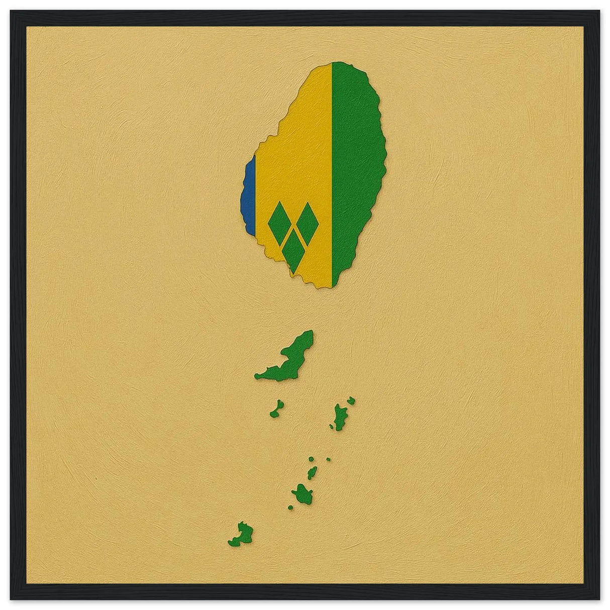 Cadre drapeau saint-vincent-et-les-grenadines en bois élégant