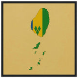 Cadre drapeau saint-vincent-et-les-grenadines en bois élégant