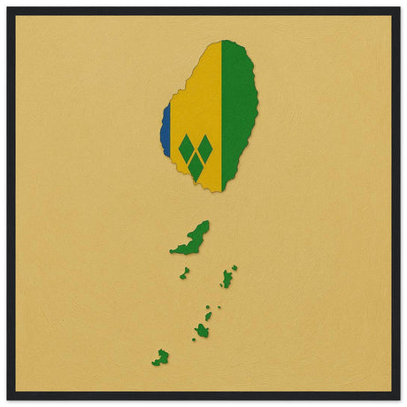 Cadre drapeau saint-vincent-et-les-grenadines encadré en bois - pixelforma