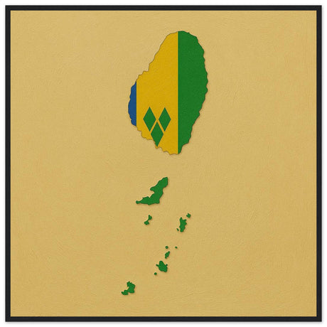 Cadre drapeau saint-vincent-et-les-grenadines encadré en bois - pixelforma