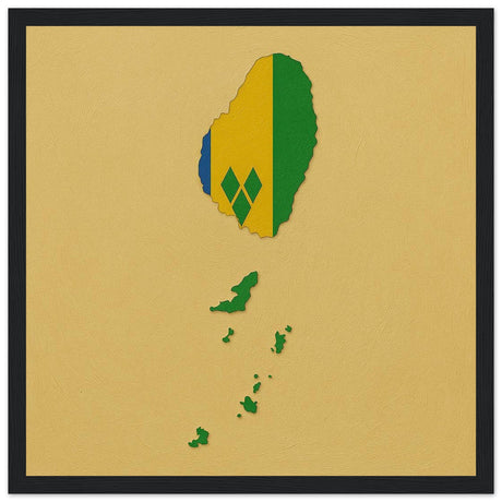 Cadre drapeau saint-vincent-et-les-grenadines encadré en bois - pixelforma