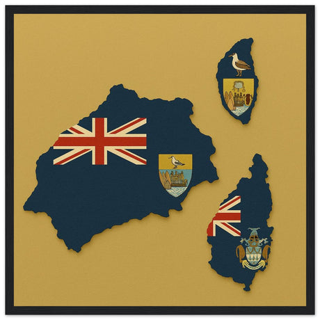 Cadre drapeau sainte-hélène ascension et tristan da cunha encadré en bois - pixelforma