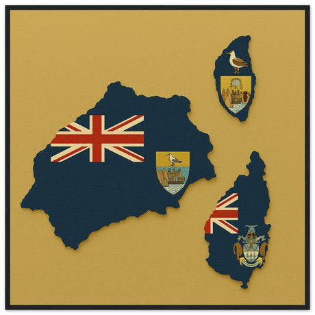 Cadre drapeau sainte-hélène ascension et tristan da cunha encadré en bois - pixelforma
